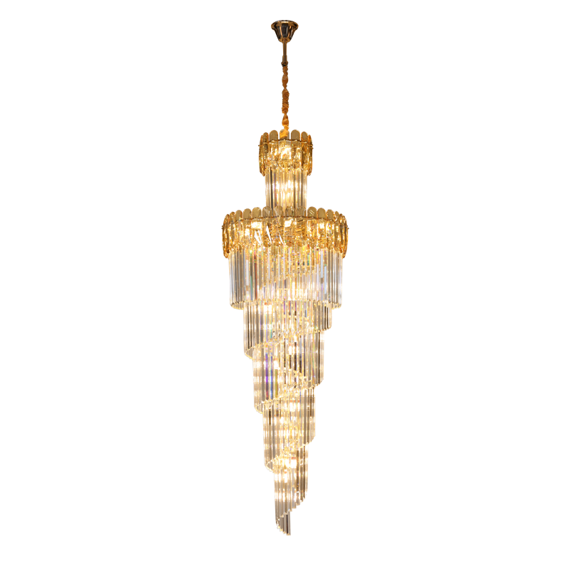 Modern Spiral Crystal Staircase Chandelier – Custom Luxury Lighting for High Ceilings