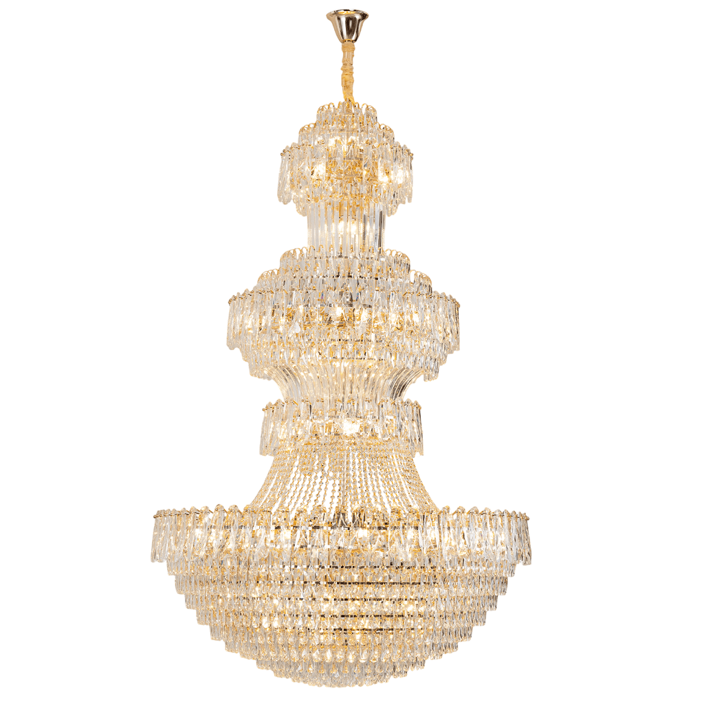 Grand Tiered Crystal Chandelier: Bespoke Statement Lighting for Double-Height Foyer, Luxury Hotel Lobby & Villa Staircase