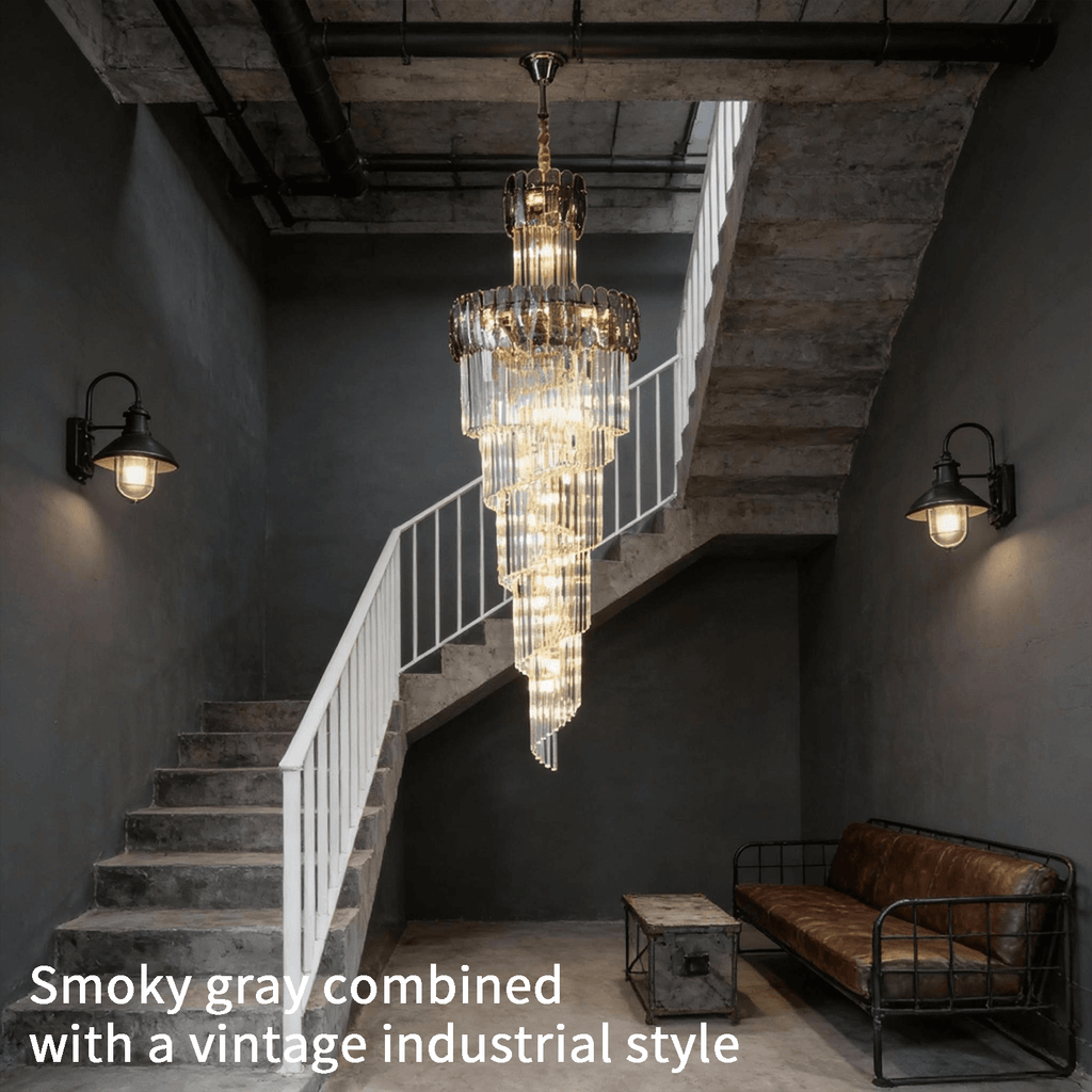 Modern Spiral Crystal Staircase Chandelier – Custom Luxury Lighting for High Ceilings