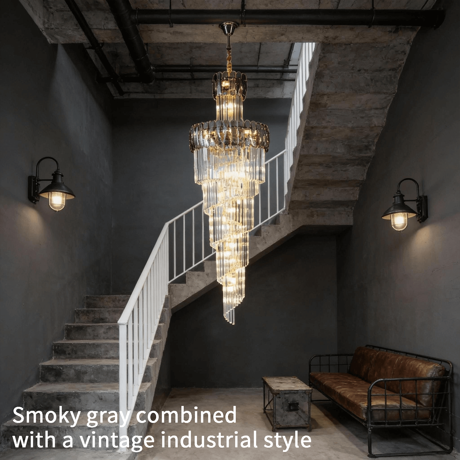 Modern Spiral Crystal Staircase Chandelier – Custom Luxury Lighting for High Ceilings