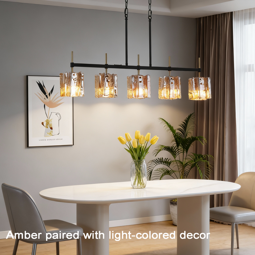 Urban Forge 5-Light Industrial Vintage Glass Chandelier - Rustic Black Iron Pendant Light