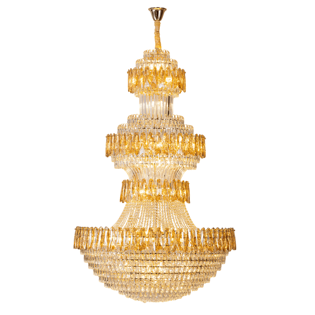 Grand Tiered Crystal Chandelier: Bespoke Statement Lighting for Double-Height Foyer, Luxury Hotel Lobby & Villa Staircase