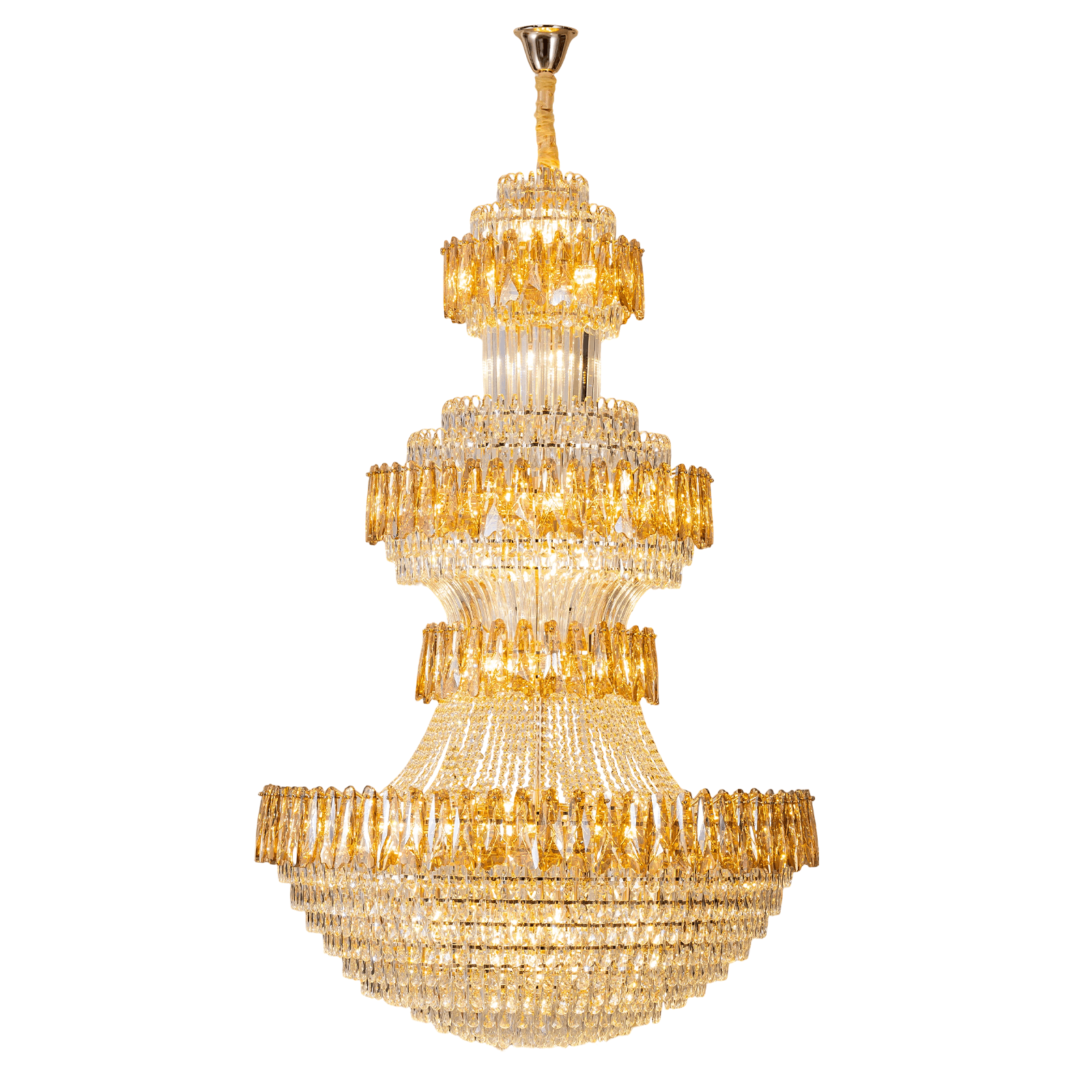 Grand Tiered Crystal Chandelier: Bespoke Statement Lighting for Double-Height Foyer, Luxury Hotel Lobby & Villa Staircase