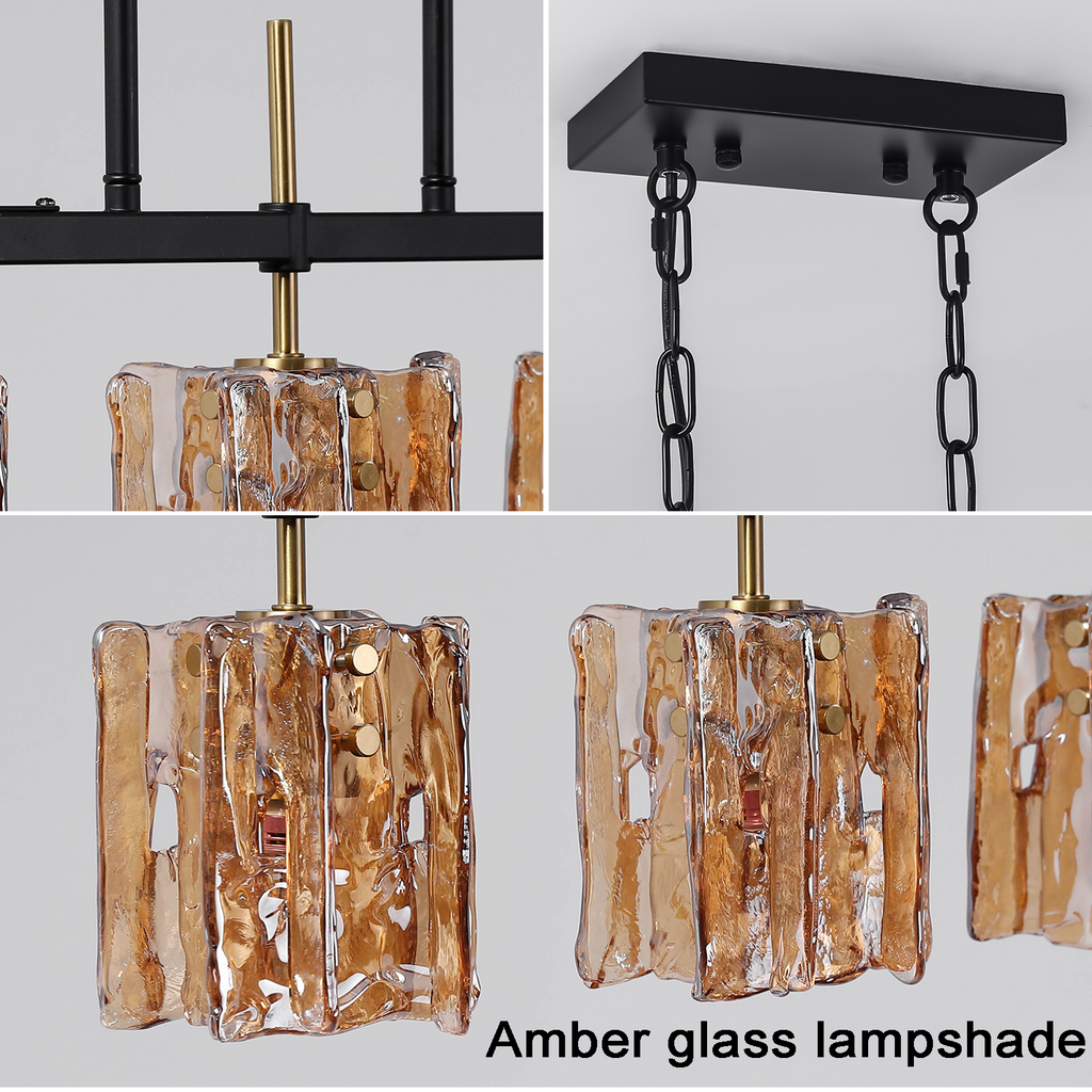 Urban Forge 5-Light Industrial Vintage Glass Chandelier - Rustic Black Iron Pendant Light