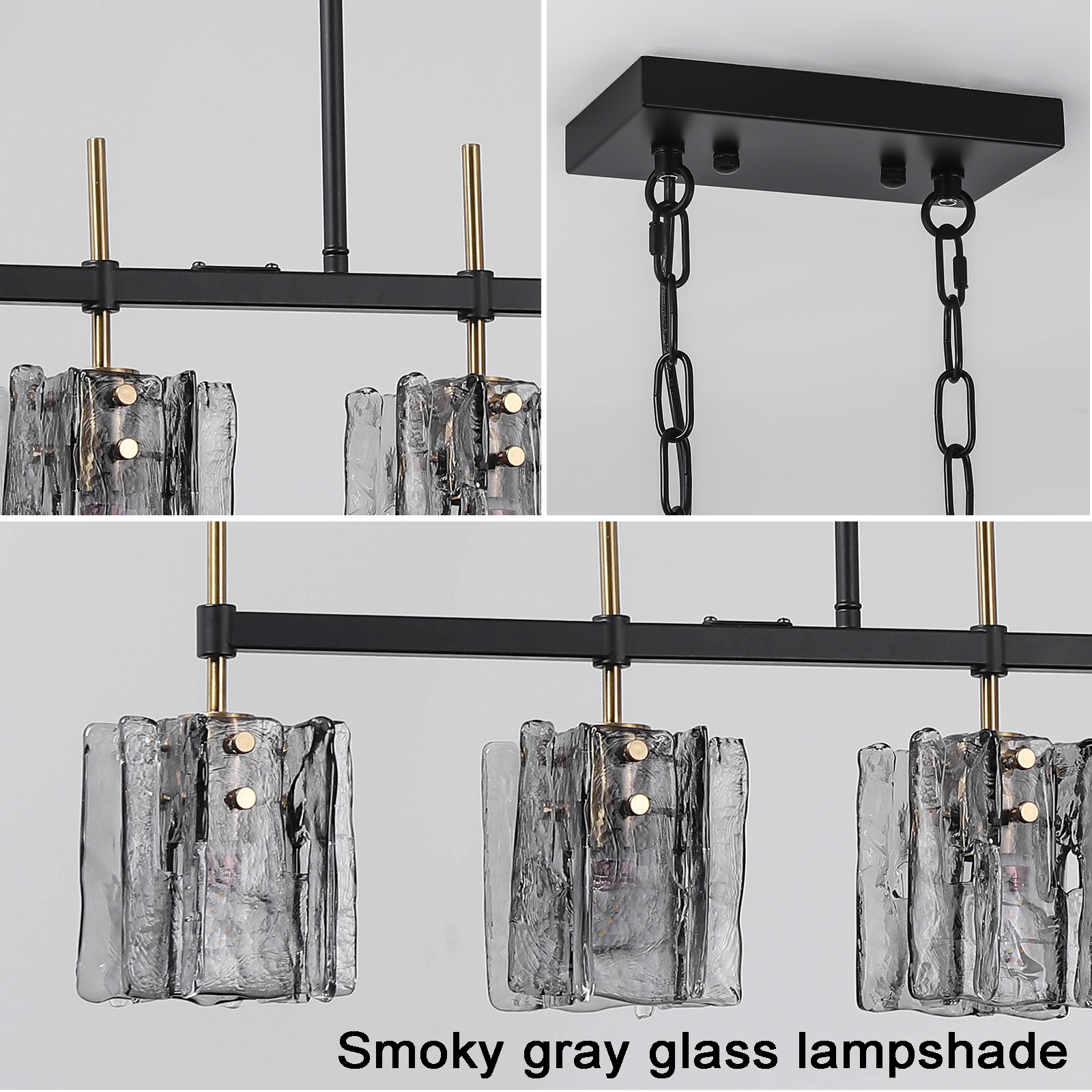 Urban Forge 5-Light Industrial Vintage Glass Chandelier - Rustic Black Iron Pendant Light