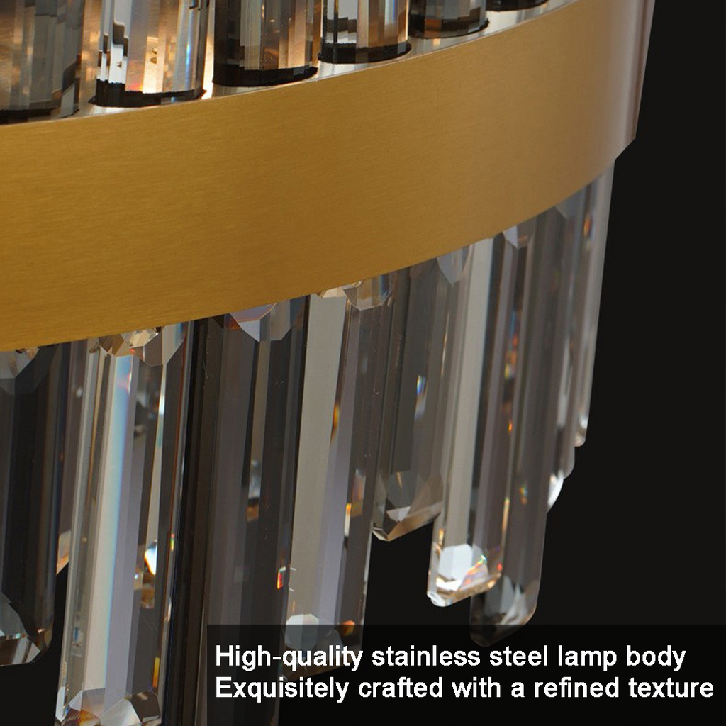 Luxury Crystal Chandelier Pendant Light – Oval Stainless Steel and K9 Crystal, Adjustable LED Lighting for Dining Room, Living Room, and Home Bar