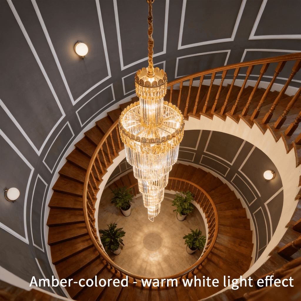 Modern Spiral Crystal Staircase Chandelier – Custom Luxury Lighting for High Ceilings