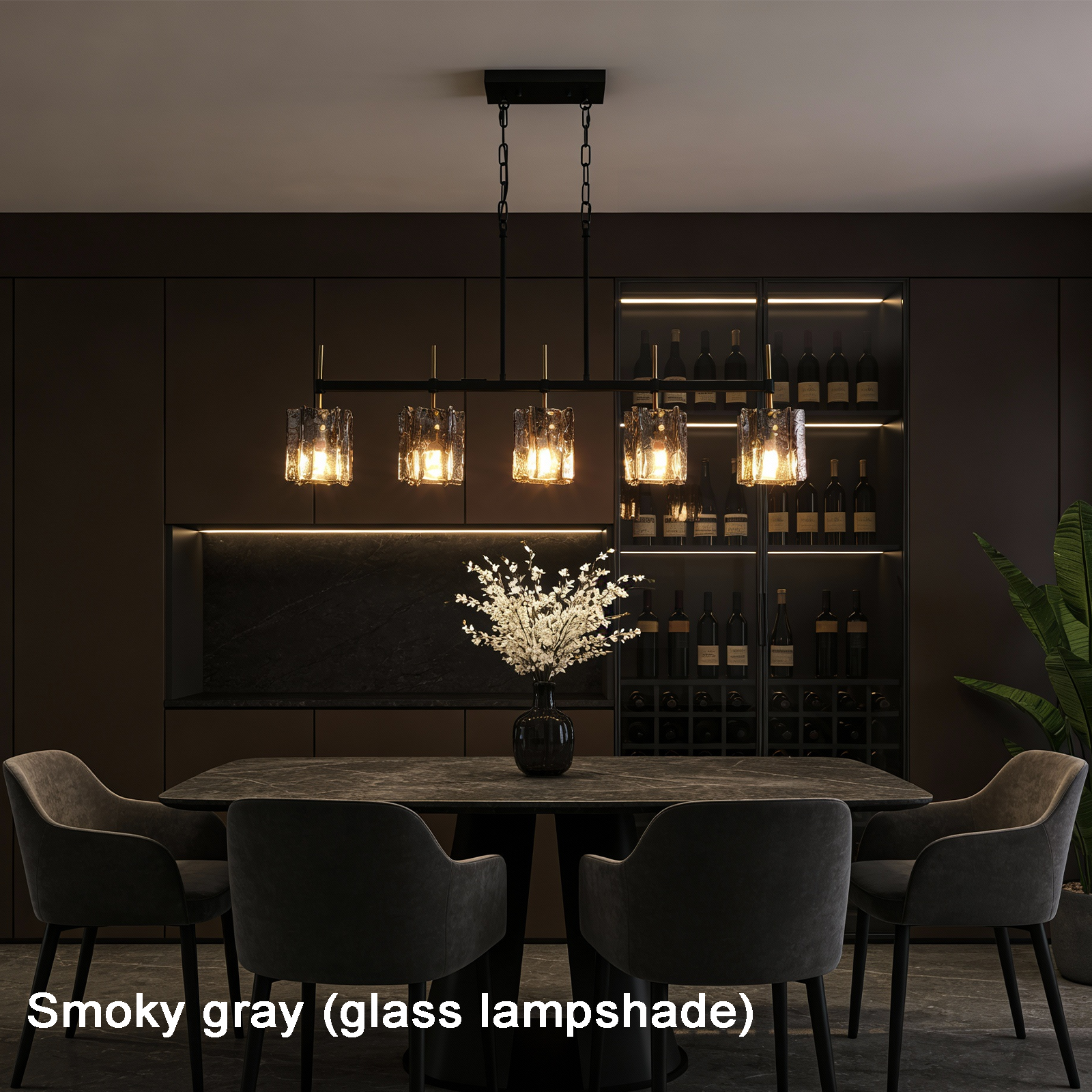 Urban Forge 5-Light Industrial Vintage Glass Chandelier - Rustic Black Iron Pendant Light