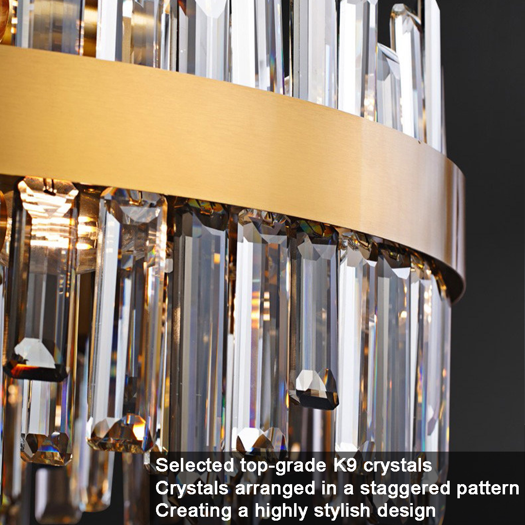 Luxury Crystal Chandelier Pendant Light – Oval Stainless Steel and K9 Crystal, Adjustable LED Lighting for Dining Room, Living Room, and Home Bar