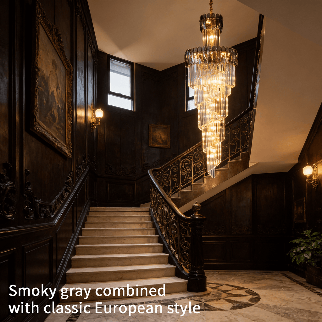 Modern Spiral Crystal Staircase Chandelier – Custom Luxury Lighting for High Ceilings